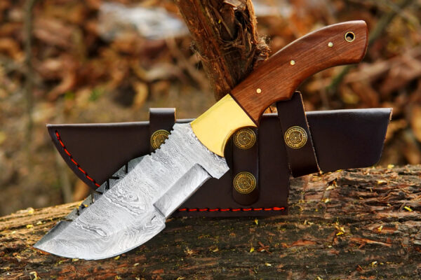 Tracker handmade hunting knife withe leather sheet- wooden handle great for outdoor  activity -beat gfit