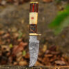 Beautiful Custom Handmade Damascus Steel knife with  leather sheet- beat for gift - Image 3