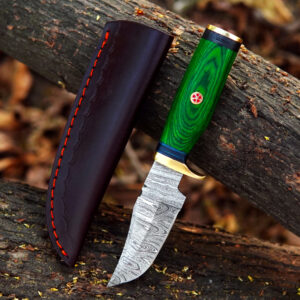 8 inches Custom Handmade Damascus Steel knife with  leather sheet- beat for gift