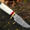 Beautiful Little Custom Handmade Damascus hunting knife with leather sheet - Image 3