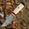 Beautiful Little Custom Handmade Damascus hunting knife with leather sheet - Image 4