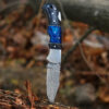 Beautiful 6.5 inches Damascus Pocket Knife with black Leather Sheath - Image 2