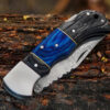 Beautiful 6.5 inches Damascus Pocket Knife with black Leather Sheath - Image 5