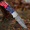 Beautiful US flag handle Pocket Knife for Men, 6.5 inch Folding Knife with leather sheet - Image 3