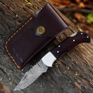 Pocket Knife for Men, 6.5 inch Folding Knife with Pocket Clip, wooden Handle , Great Gift For Men and Women