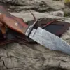 10" Damascus Hunting Knife with Sheath – Handmade Custom Buck/Deer Hunting & Camping Survival Knife – Premium Outdoor Tool - Image 2