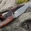 10" Damascus Hunting Knife with Sheath – Handmade Custom Buck/Deer Hunting & Camping Survival Knife – Premium Outdoor Tool - Image 3