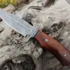 10" Damascus Hunting Knife with Sheath – Handmade Custom Buck/Deer Hunting & Camping Survival Knife – Premium Outdoor Tool - Image 4