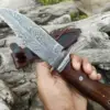 10" Damascus Hunting Knife with Sheath – Handmade Custom Buck/Deer Hunting & Camping Survival Knife – Premium Outdoor Tool - Image 5